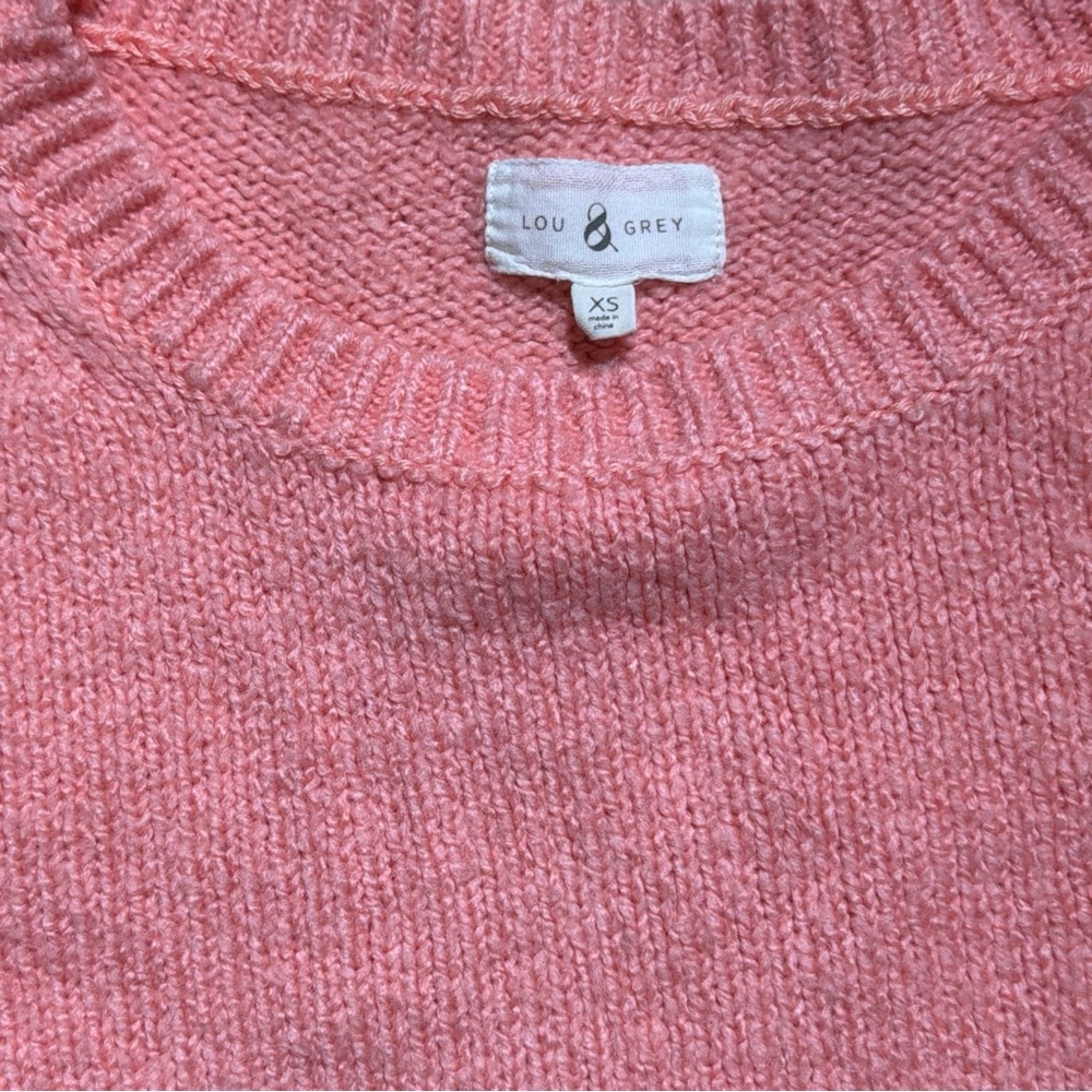 LOU & GREY Coral Pink Oversized Relaxed Soft Sweater Women's X-Small Crew Neck - Picture 3 of 7